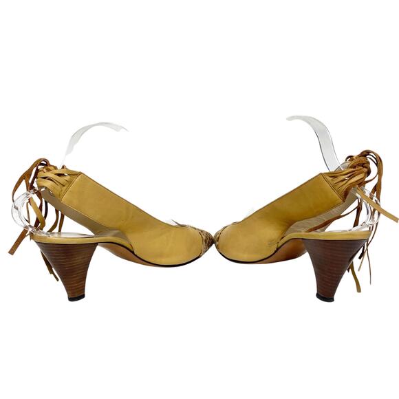 Vintage Tokio Kumagai Womens Size Leopard Print Fur Tip Slingback Heels - Picture 5 of 9